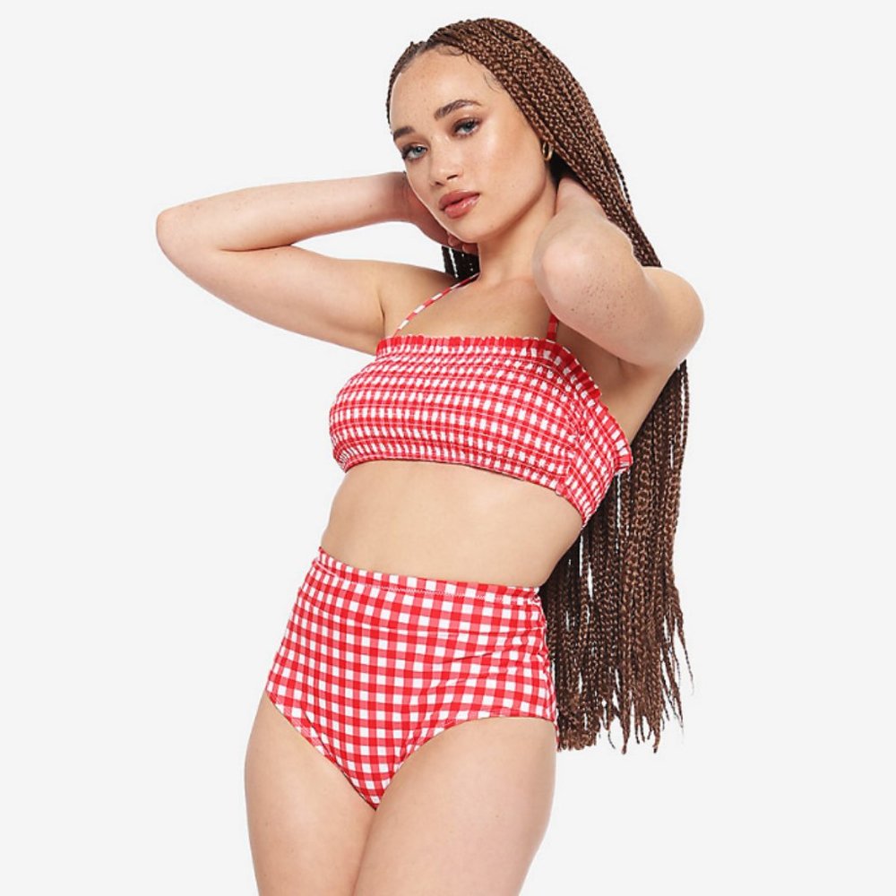 Midnight Hour Red & White Gingham Swim Set